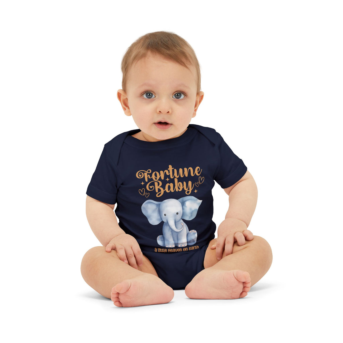 Fortune Baby Elephant Infant Onesie — Cute Blue Elephant Baby Bodysuit