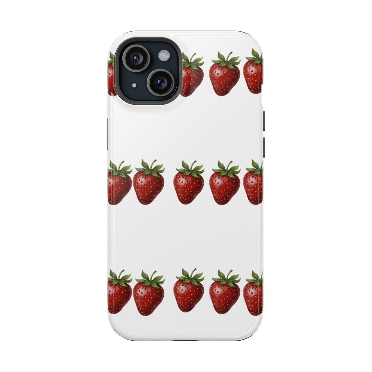 Strawberry Row Phone Case — White MagSafe Magnetic Impact-Resistant Cover