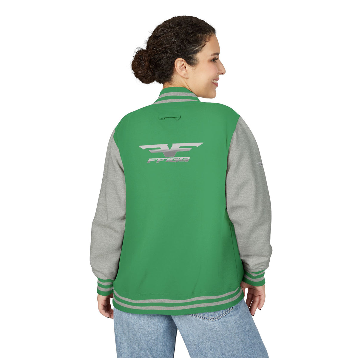 Black and White Varsity Jacket with Winged Logo