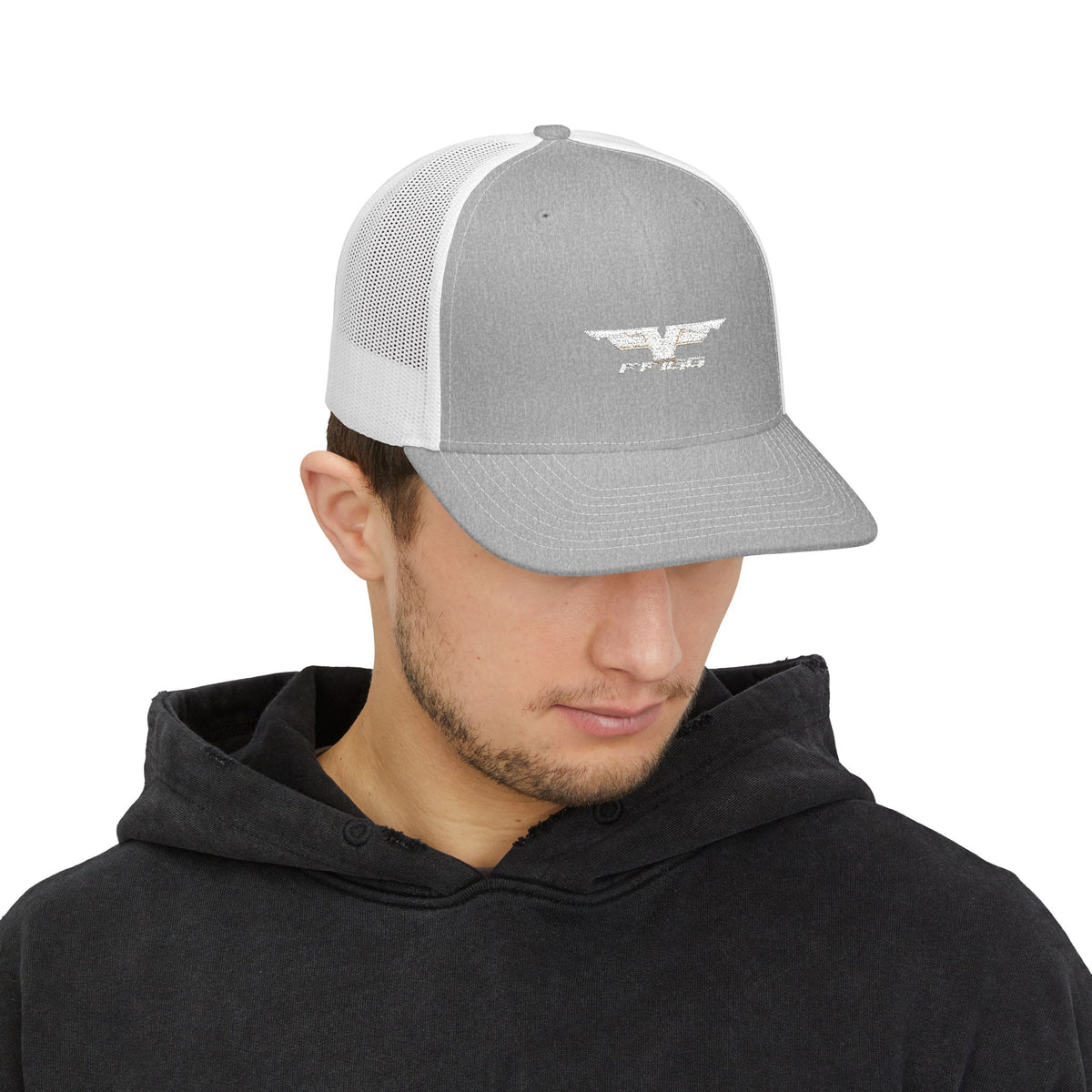 FFiGG Embroidered Snapback Trucker Cap — Black, Grey & Loden
