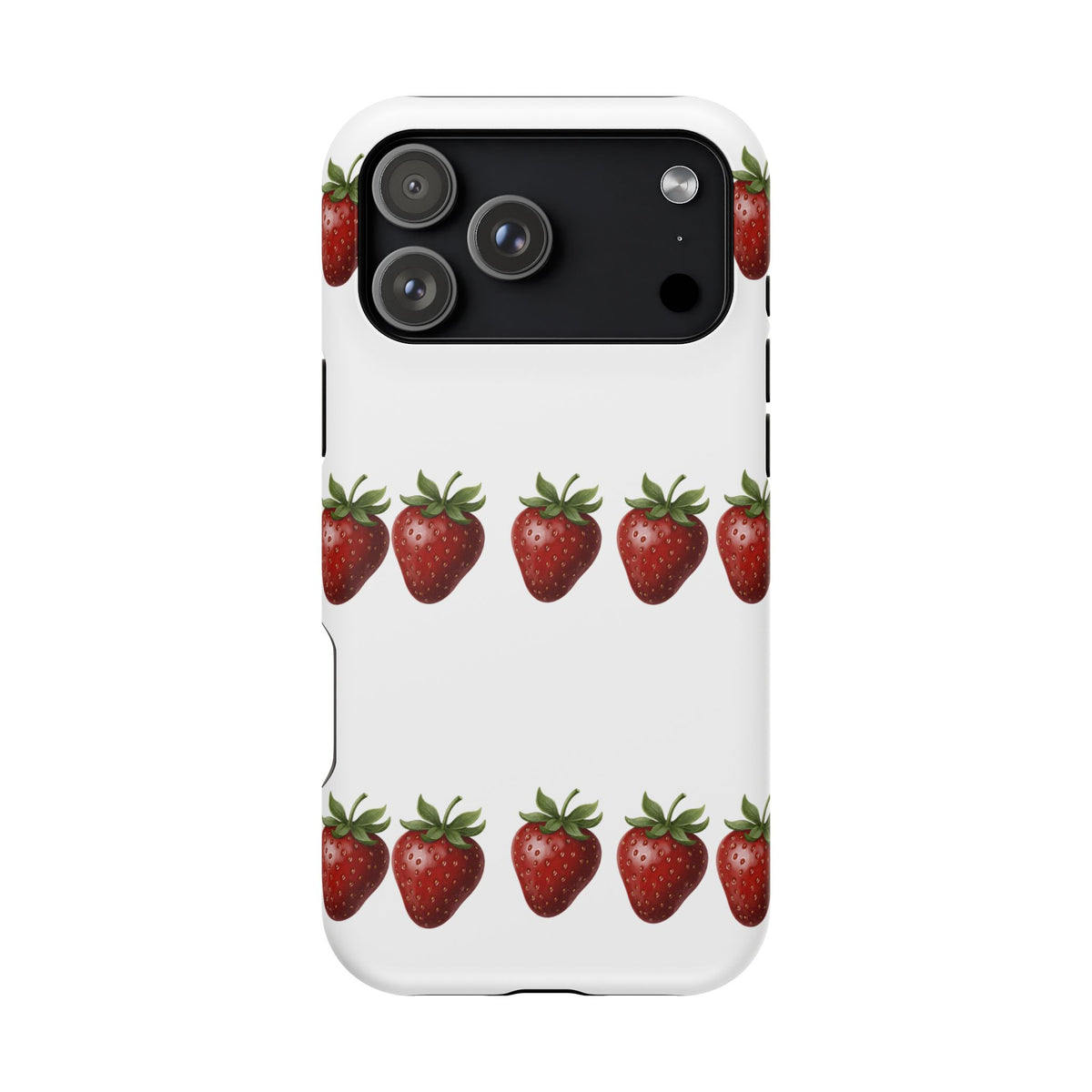 Strawberry Row Phone Case — White MagSafe Magnetic Impact-Resistant Cover