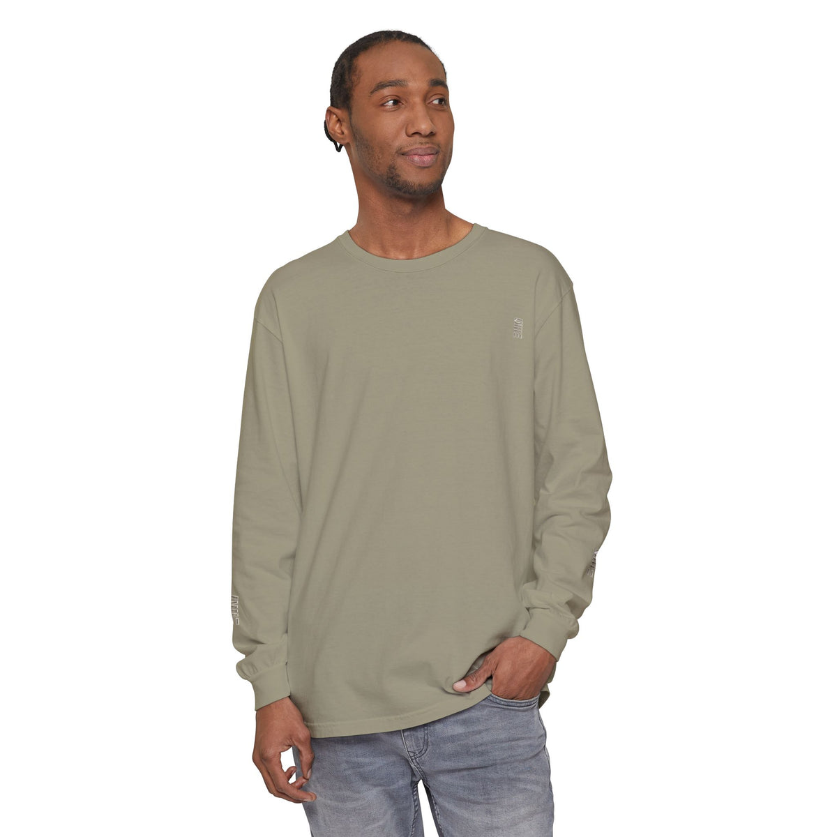 Garment-Dyed Long-Sleeve T-Shirt — Multi-Color Minimal Graphic