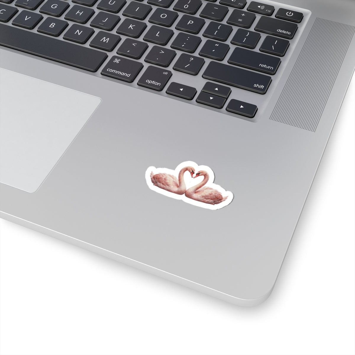 Swan Heart Kiss-Cut Sticker — Blush Pink Romantic Decal