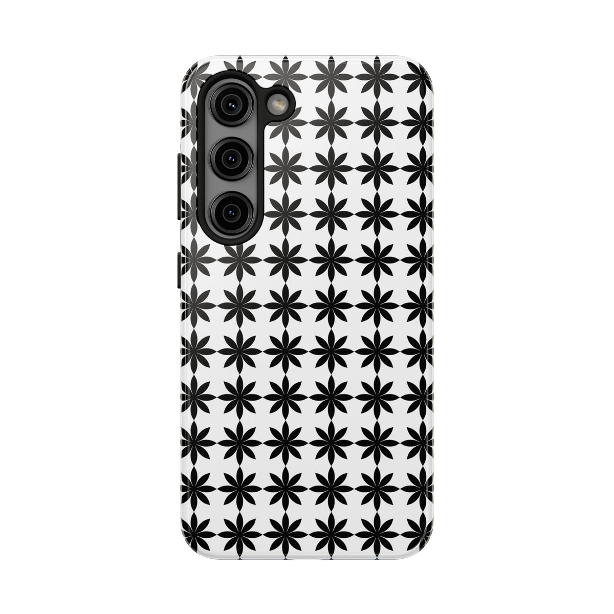 Tough Phone Case — Black & White Geometric Star Pattern