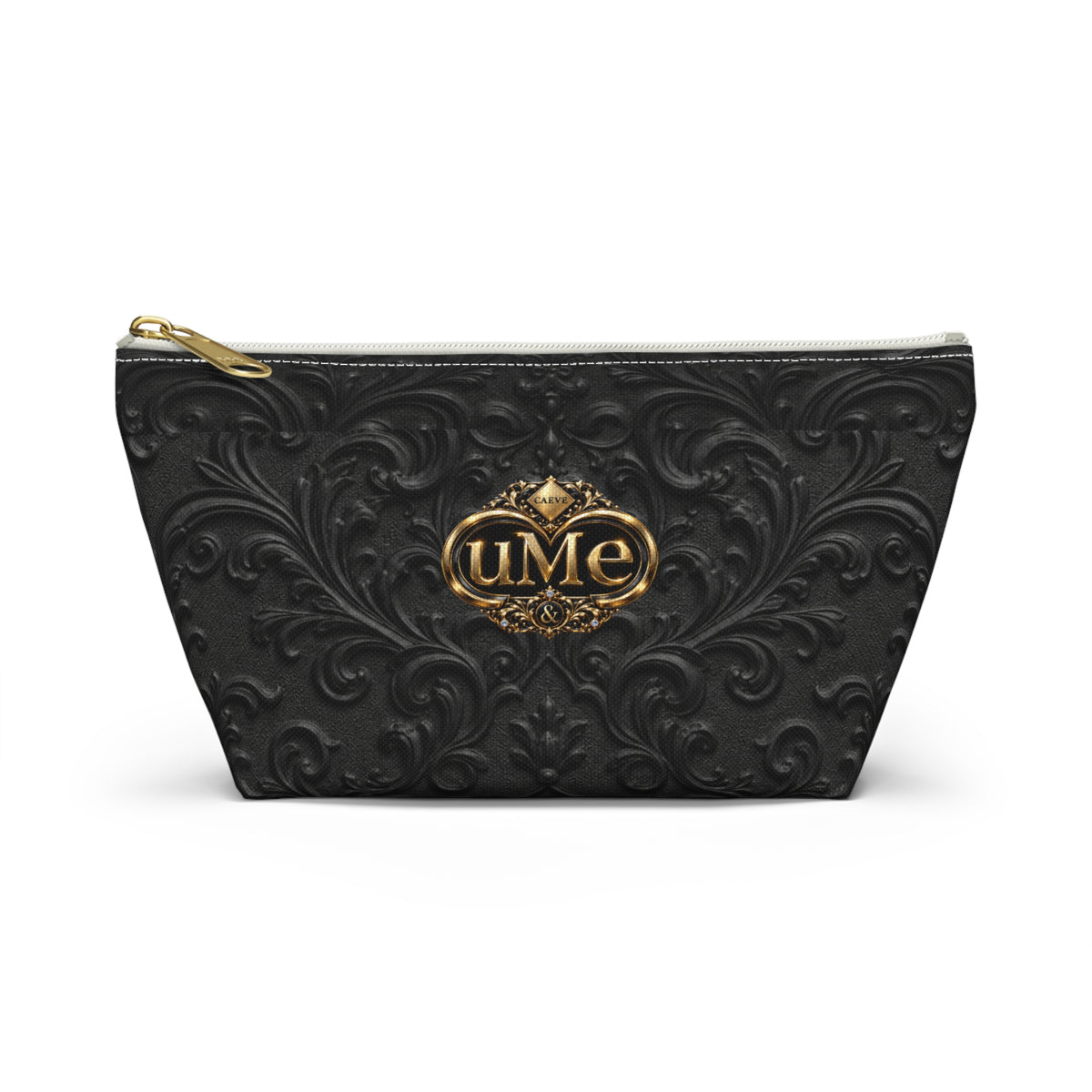 Black UME Gold Crest Accessory Pouch — All-Over Print