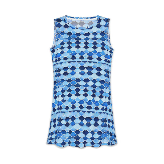 Blue Mermaid Scale Sleeveless Dress