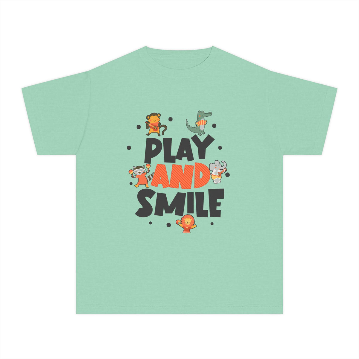 Play and Smile Youth Tee — Cute Animal Playtime Kids T‑Shirt