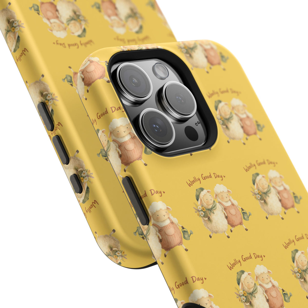 "Woolly Good Day" Phone Case — Yellow Sheep Pattern Magnetic Impact-Resistant Cover