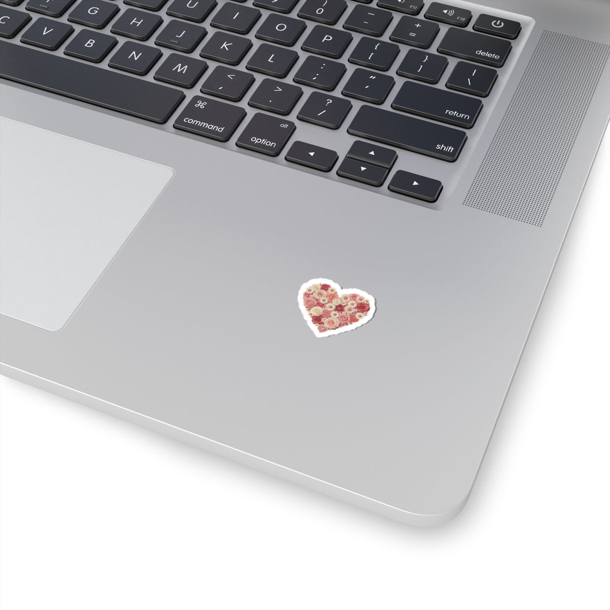 Floral Heart Kiss-Cut Sticker — Rose & Daisy Bouquet Decal
