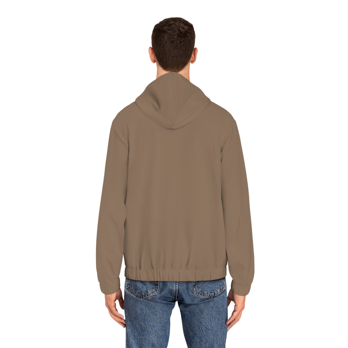 FFiGG Striped Full-Zip Hoodie — Taupe All-Over Print