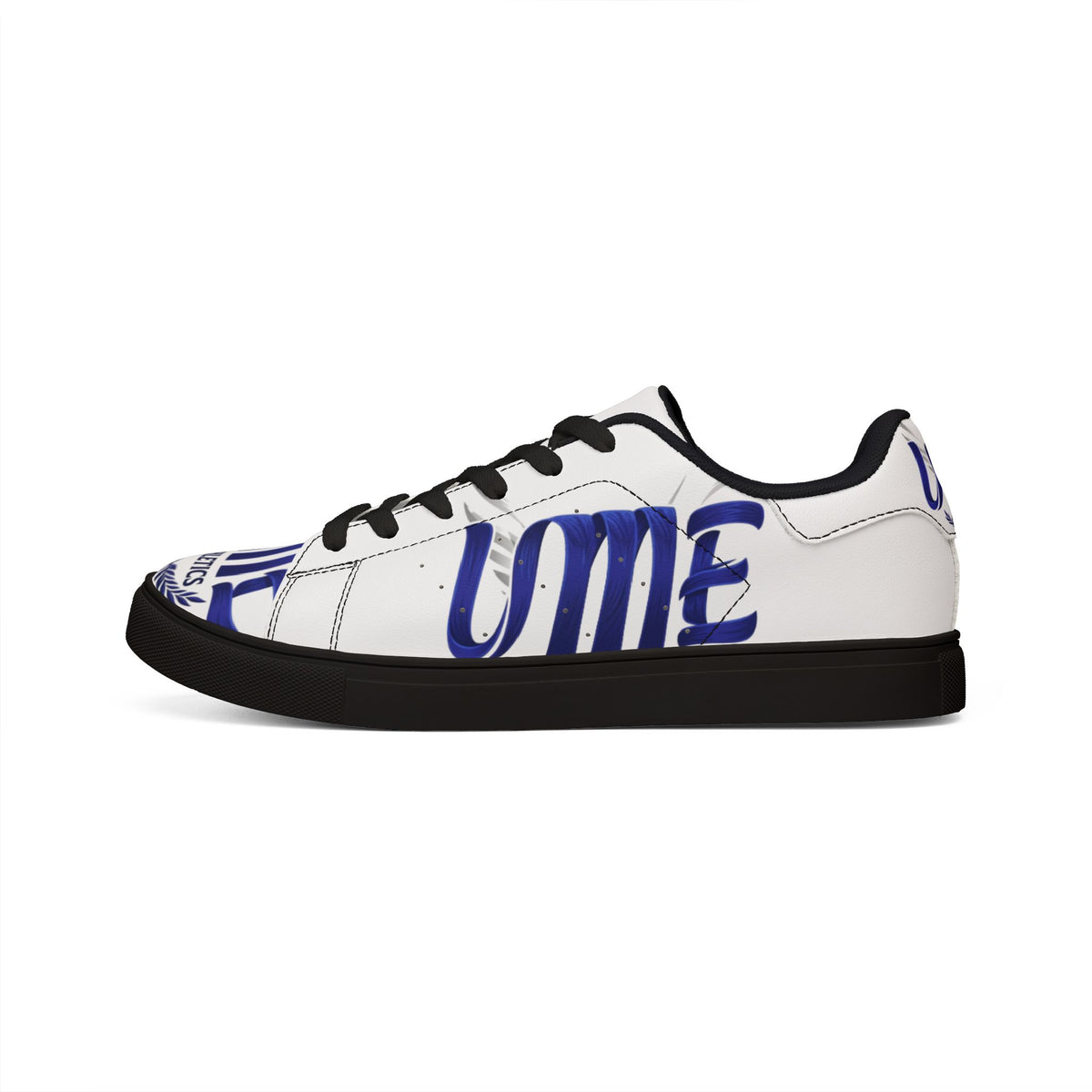 Copy of Leather Low-Top Sneakers — Grey & Blue Athletic Graphic