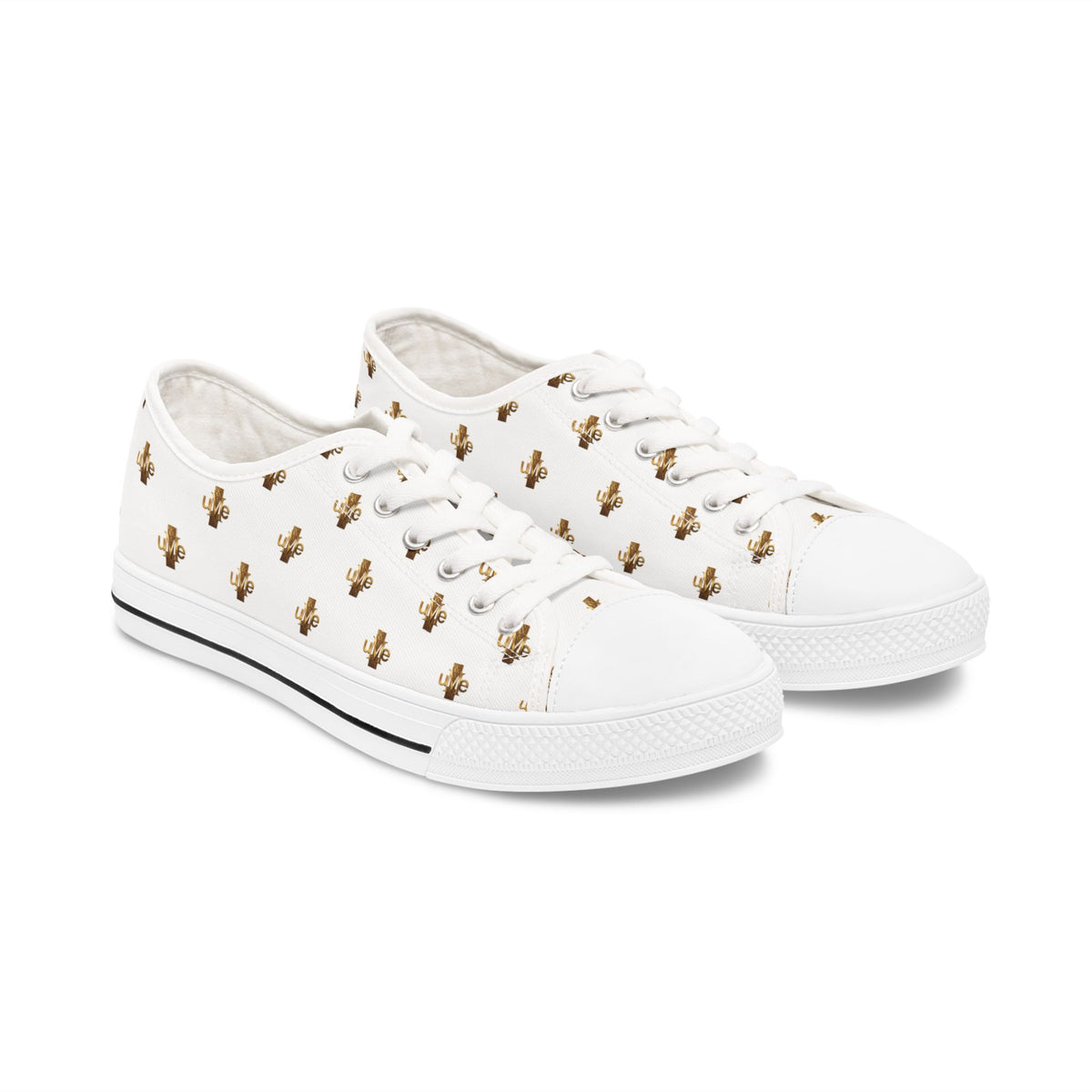 Women’s Low-Top Sneakers — White All-Over Print