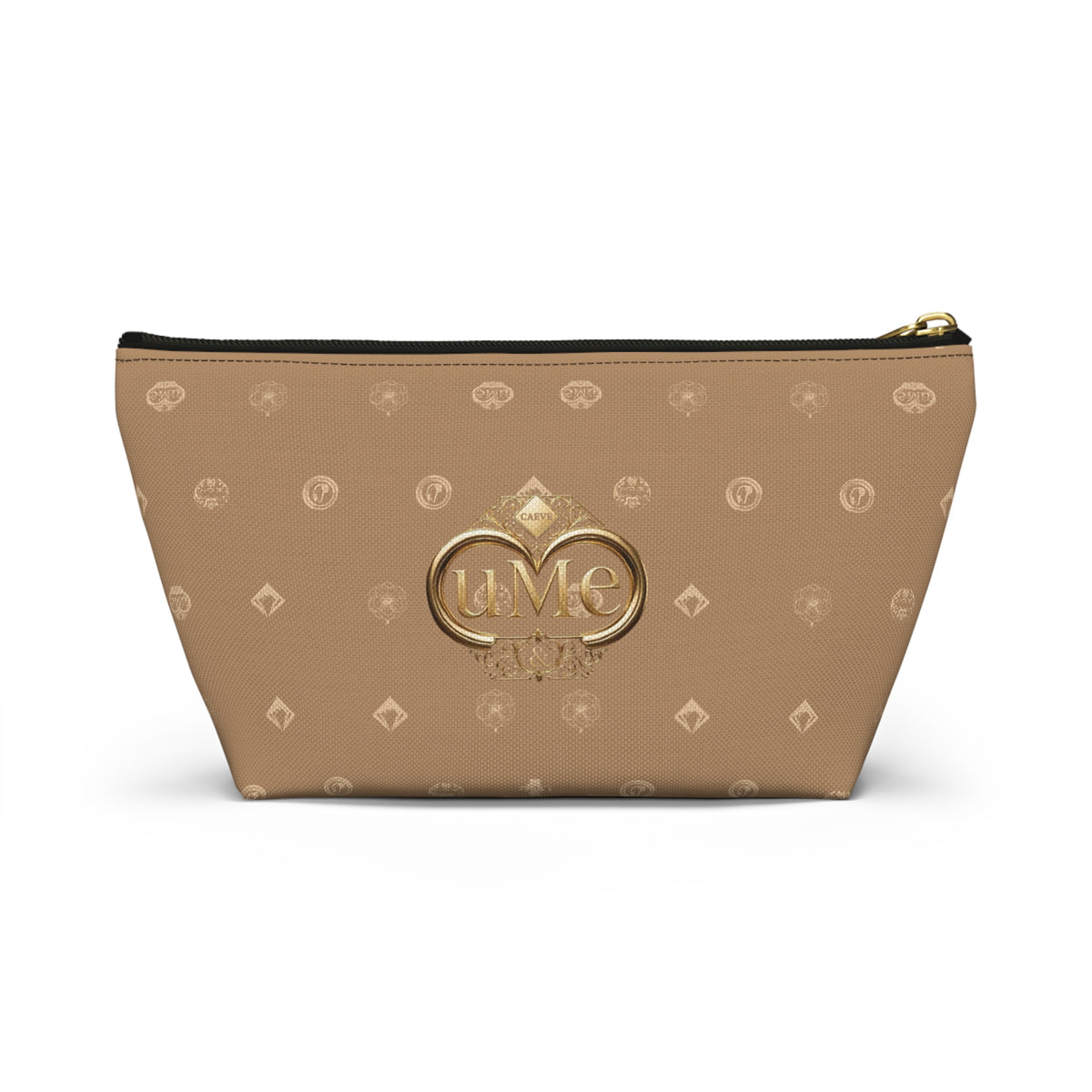 Beige Monogram Accessory Pouch — Luxury T-Bottom Makeup Bag