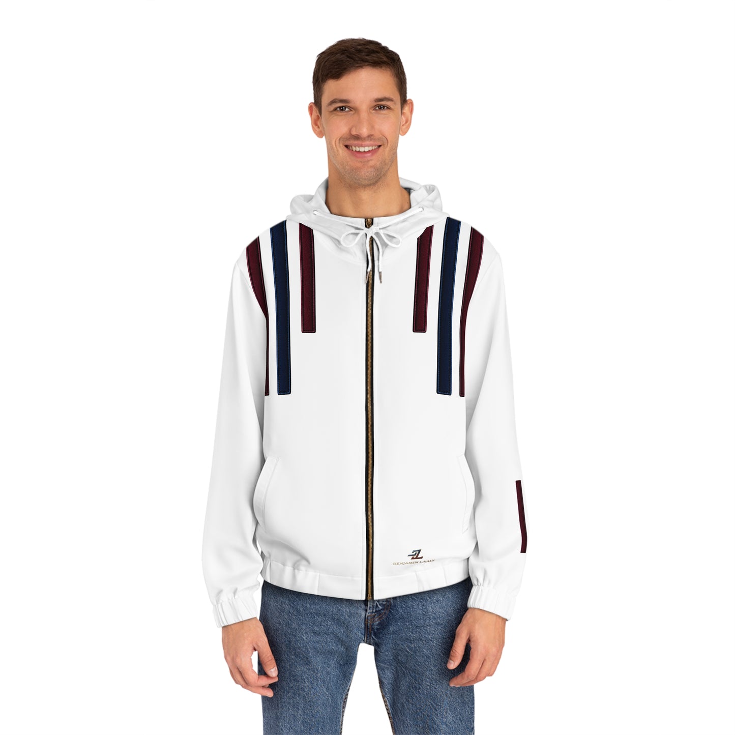 Men's Striped Zip Hoodie — Minimal Vertical Accent Design