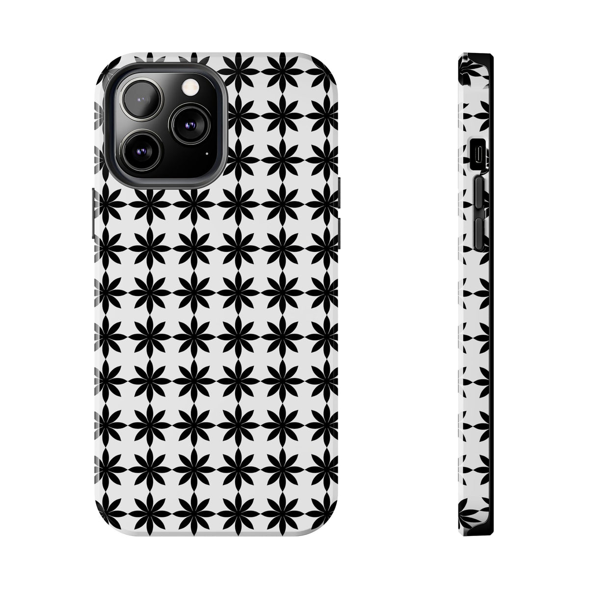 Tough Phone Case — Black & White Geometric Star Pattern