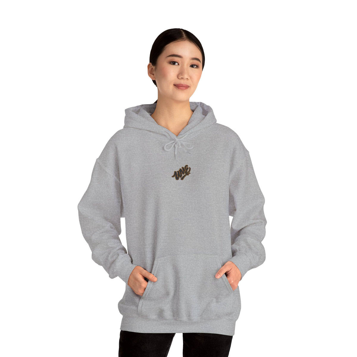 Hoodie — White UME Black Logo All-Over Print