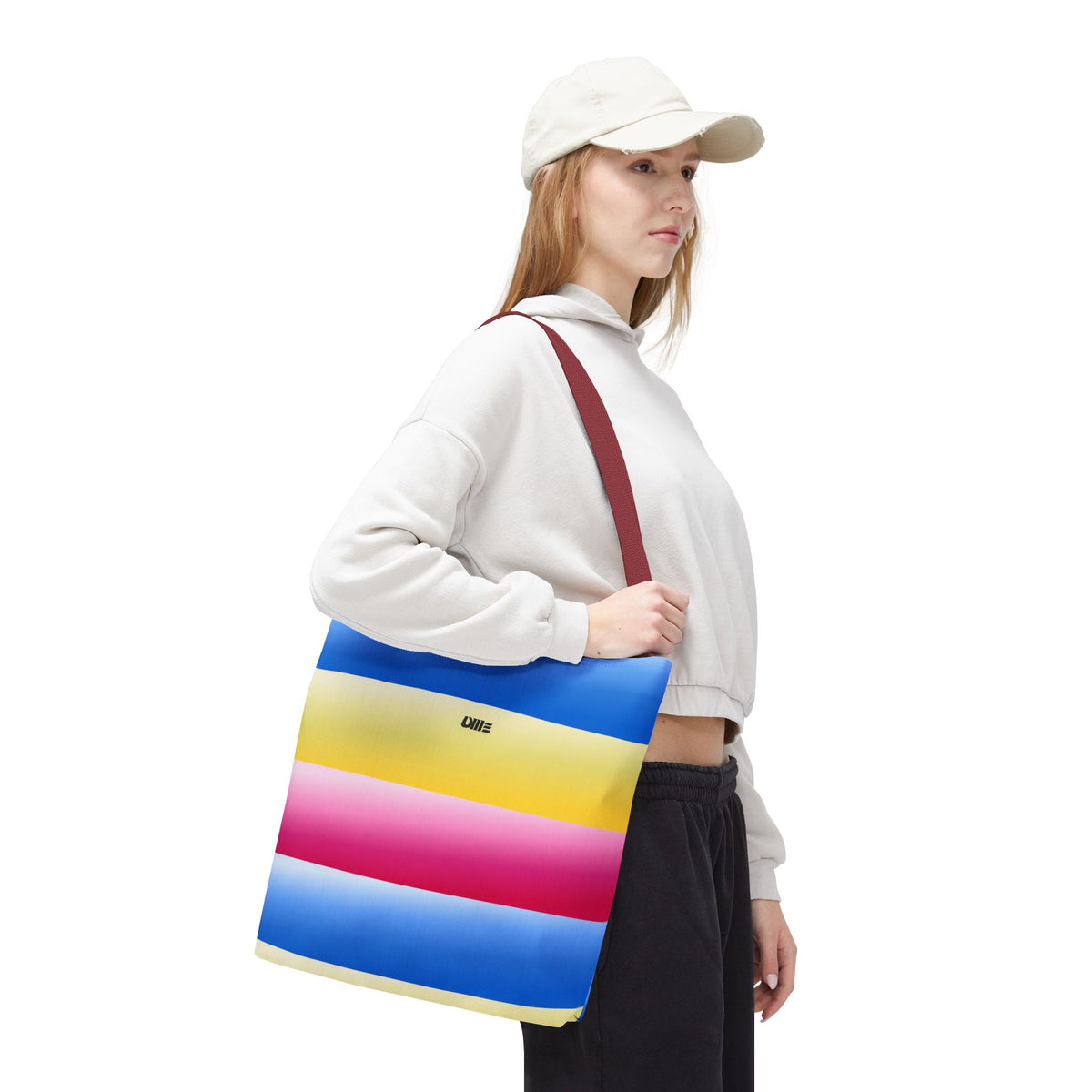 Colorful Pride Stripes Tote Bag – Pastel Blue, Yellow & Pink AOP
