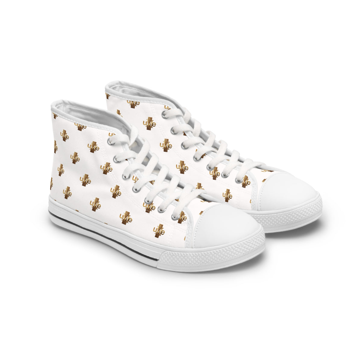 Women’s High-Top Sneakers — White All-Over Print