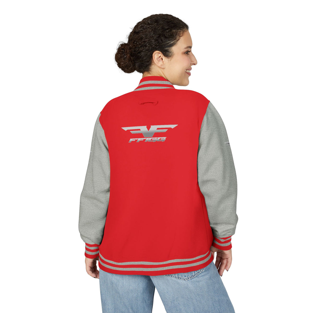 Black and White Varsity Jacket with Winged Logo