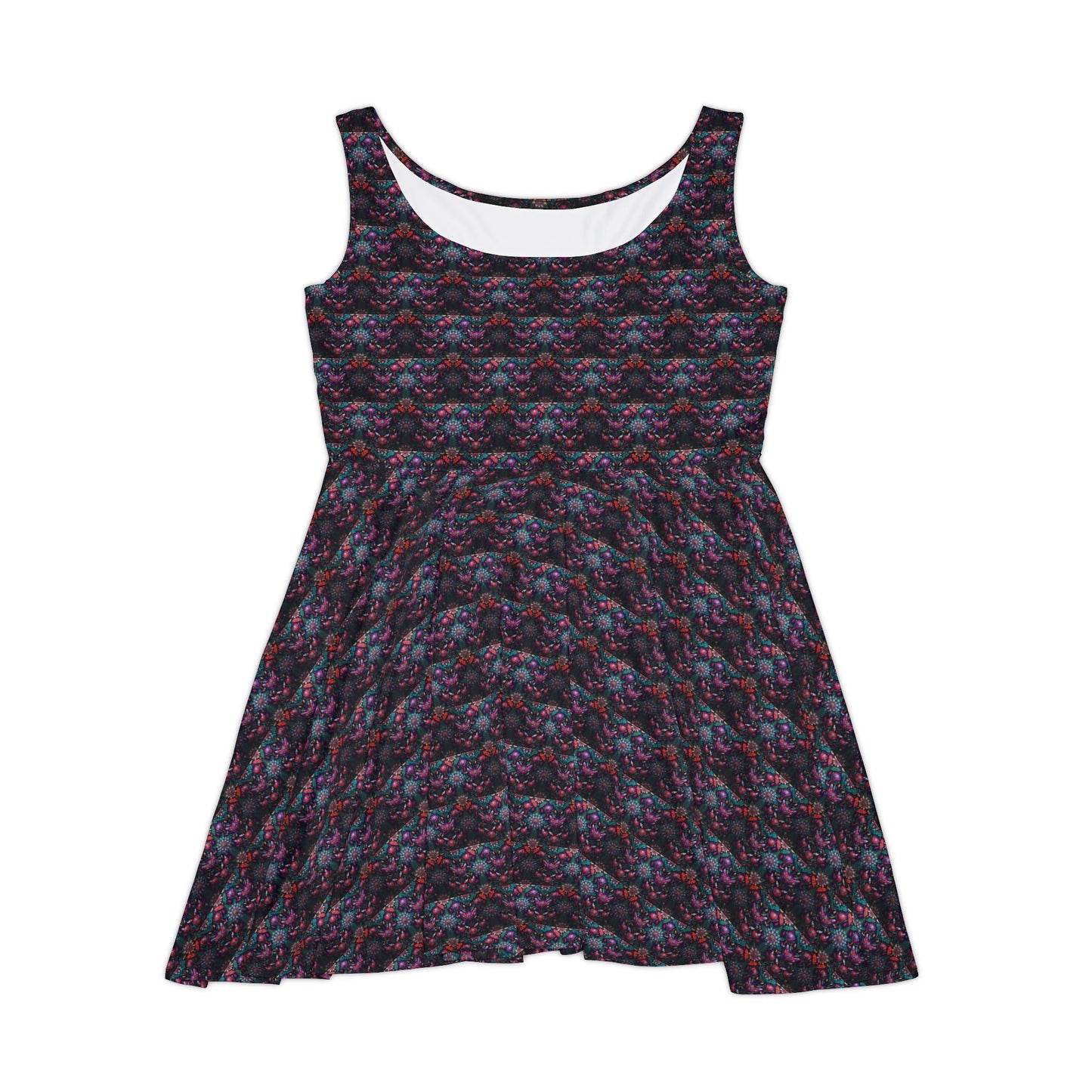 Women's Skater Dress – Dark Abstract Floral All-Over Print