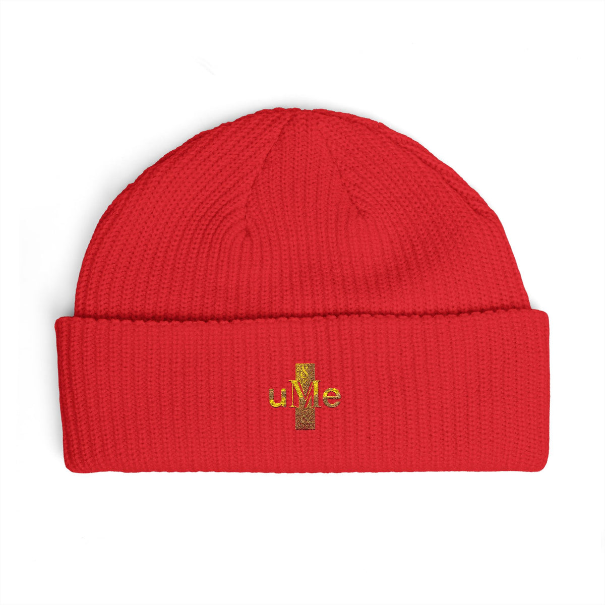 Ribbed Cuff Beanie — Multi-Color Gold Embroidered Hat