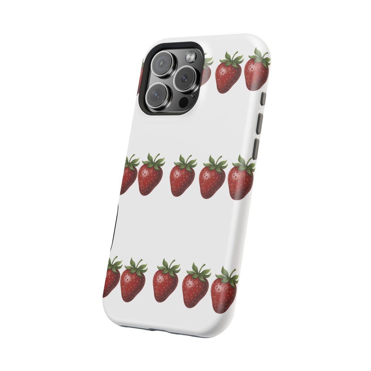 Strawberry Row Phone Case — White MagSafe Magnetic Impact-Resistant Cover
