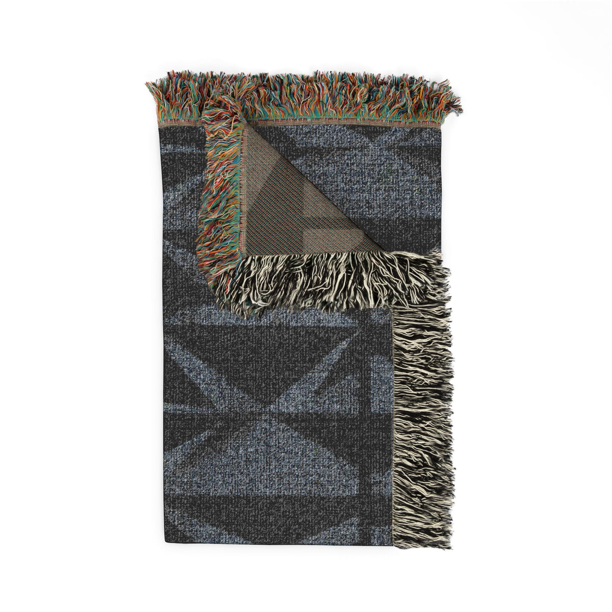 Geometric Deer Woven Blanket — Rustic Woodland Throw for Cabin, Camp, Outdoors