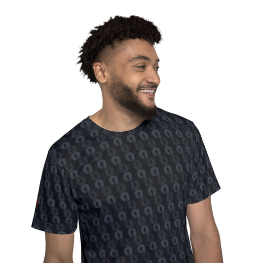 Men’s Sports Jersey — Black Horseshoe Pattern All-Over Print
