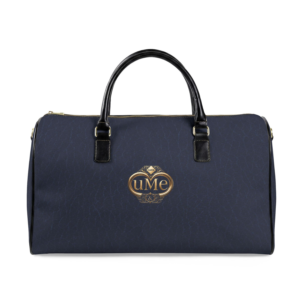 Navy UME Gold Crest Travel Duffel — PU Faux Leather