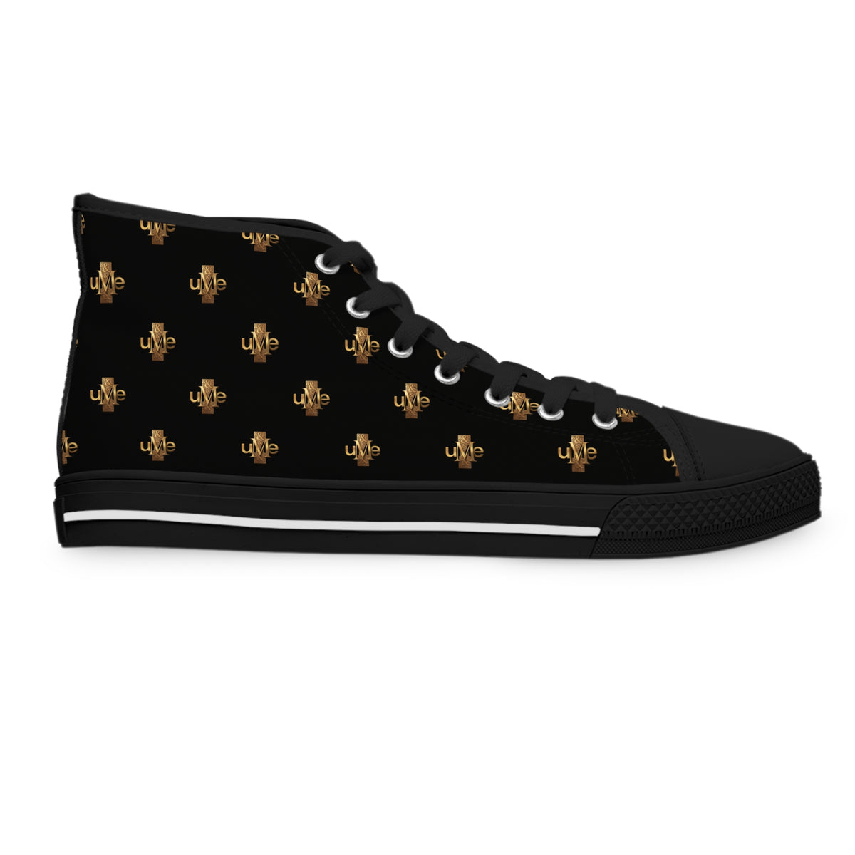 Women’s High-Top Sneakers — Black All-Over Print