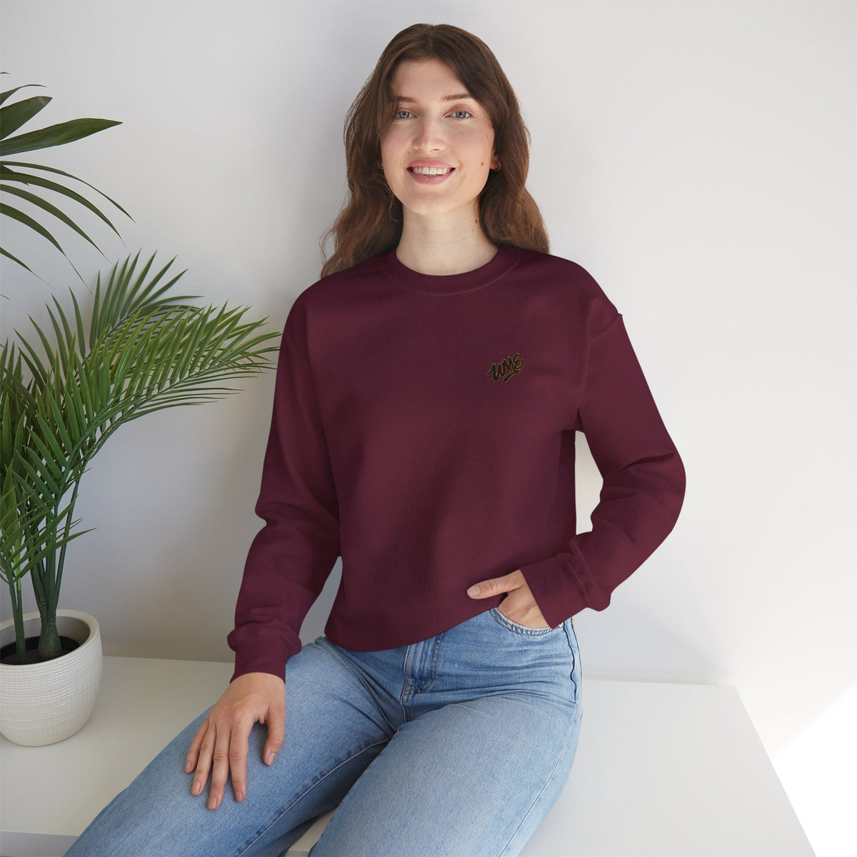 Crewneck Sweatshirt — UME Black Logo All-Over Print