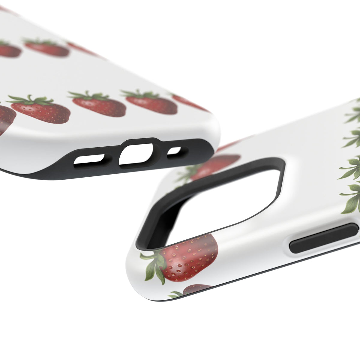 Strawberry Row Phone Case — White MagSafe Magnetic Impact-Resistant Cover