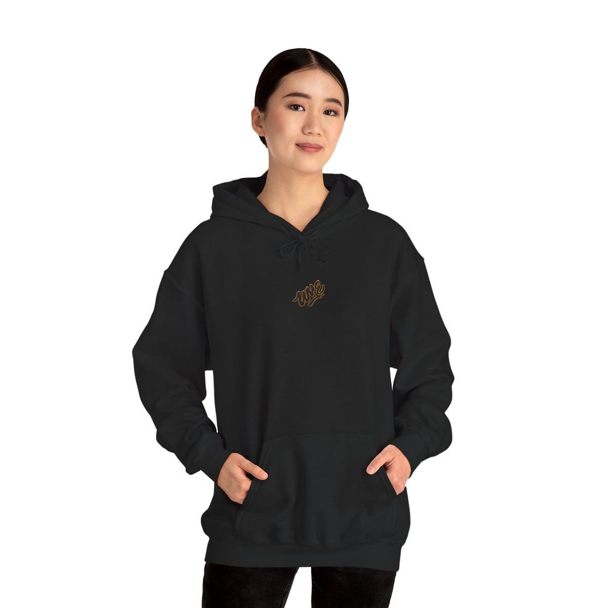 Hoodie — White UME Black Logo All-Over Print