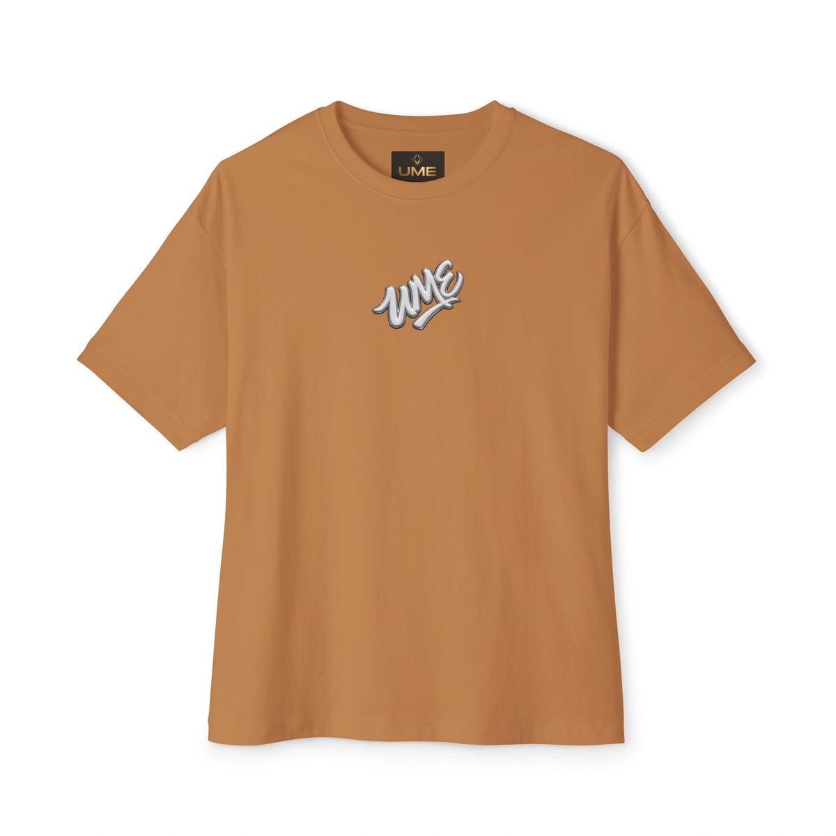 UME Script Logo Boxy Tee — White Oversized Graphic T-Shirt