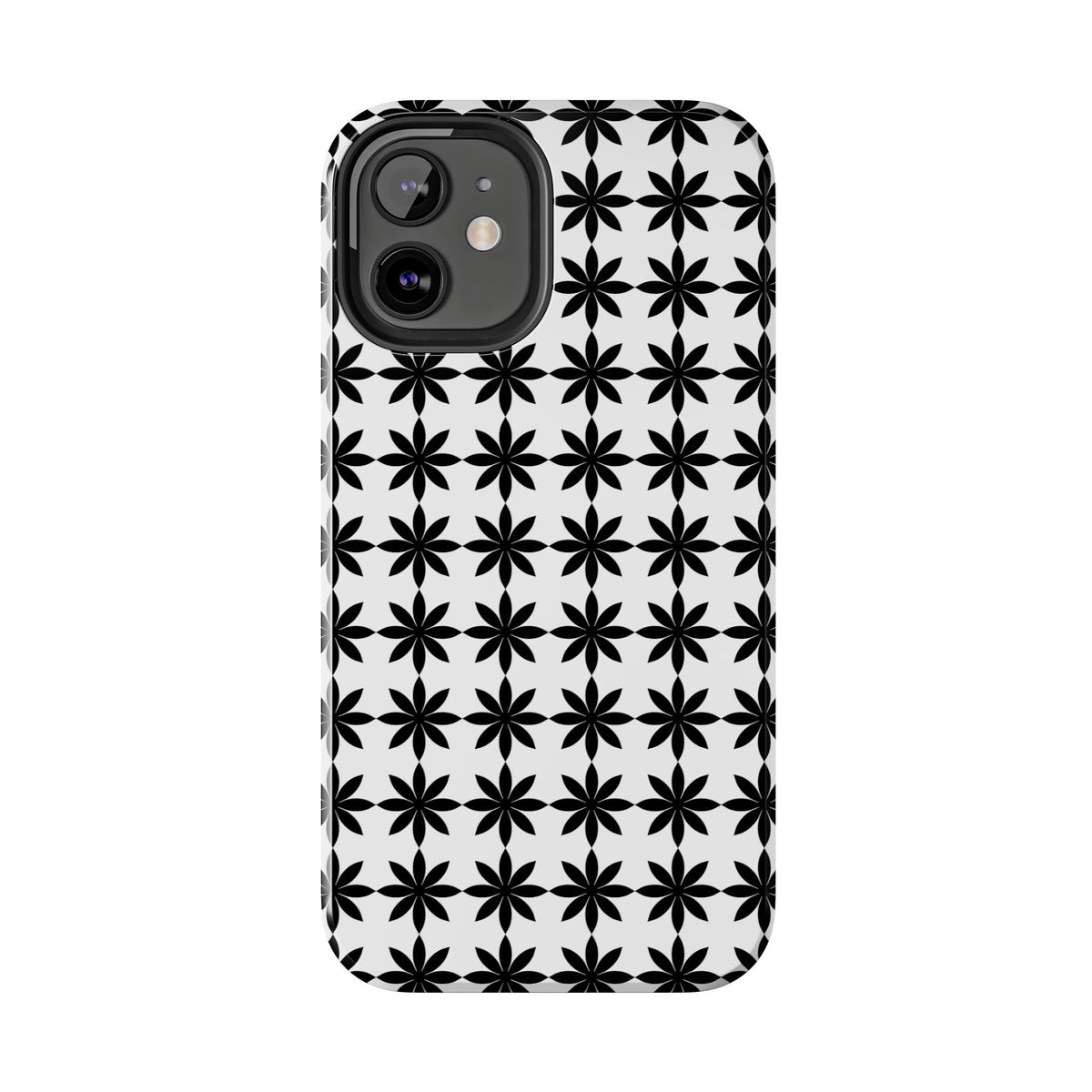 Tough Phone Case — Black & White Geometric Star Pattern