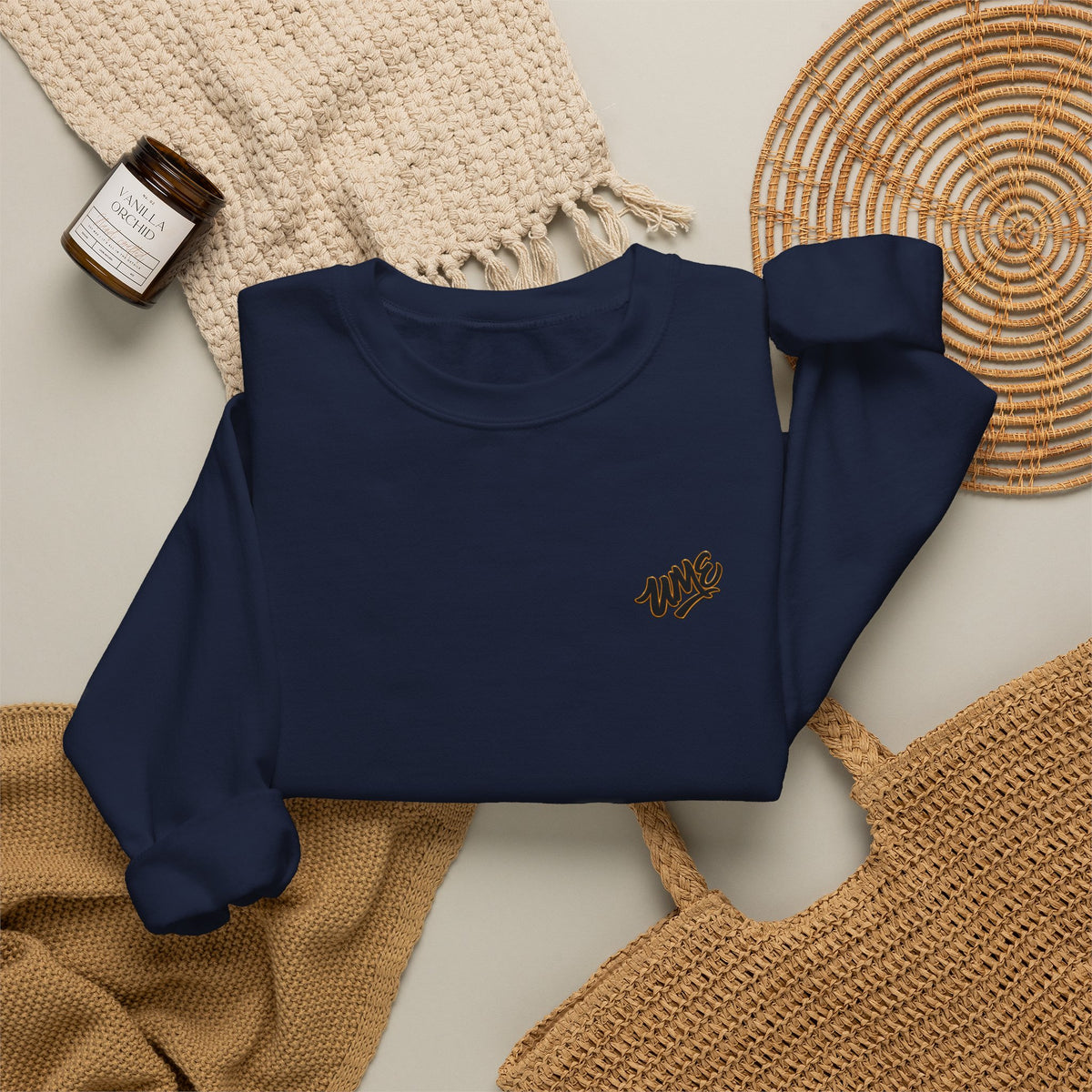 Crewneck Sweatshirt — UME Black Logo All-Over Print
