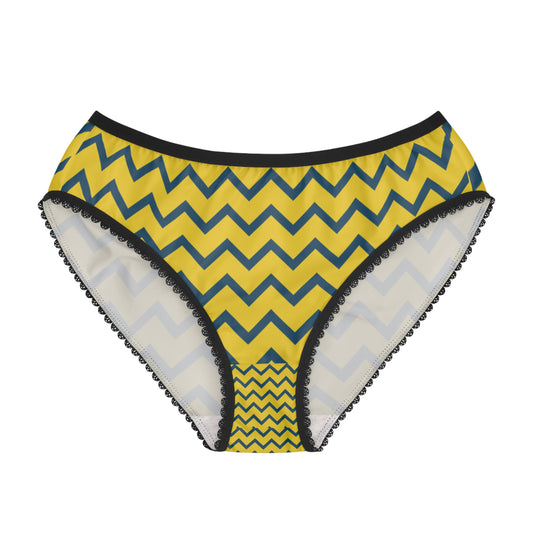 Chevron Lace-Trim Women's Briefs — Yellow Chevron All-Over Print