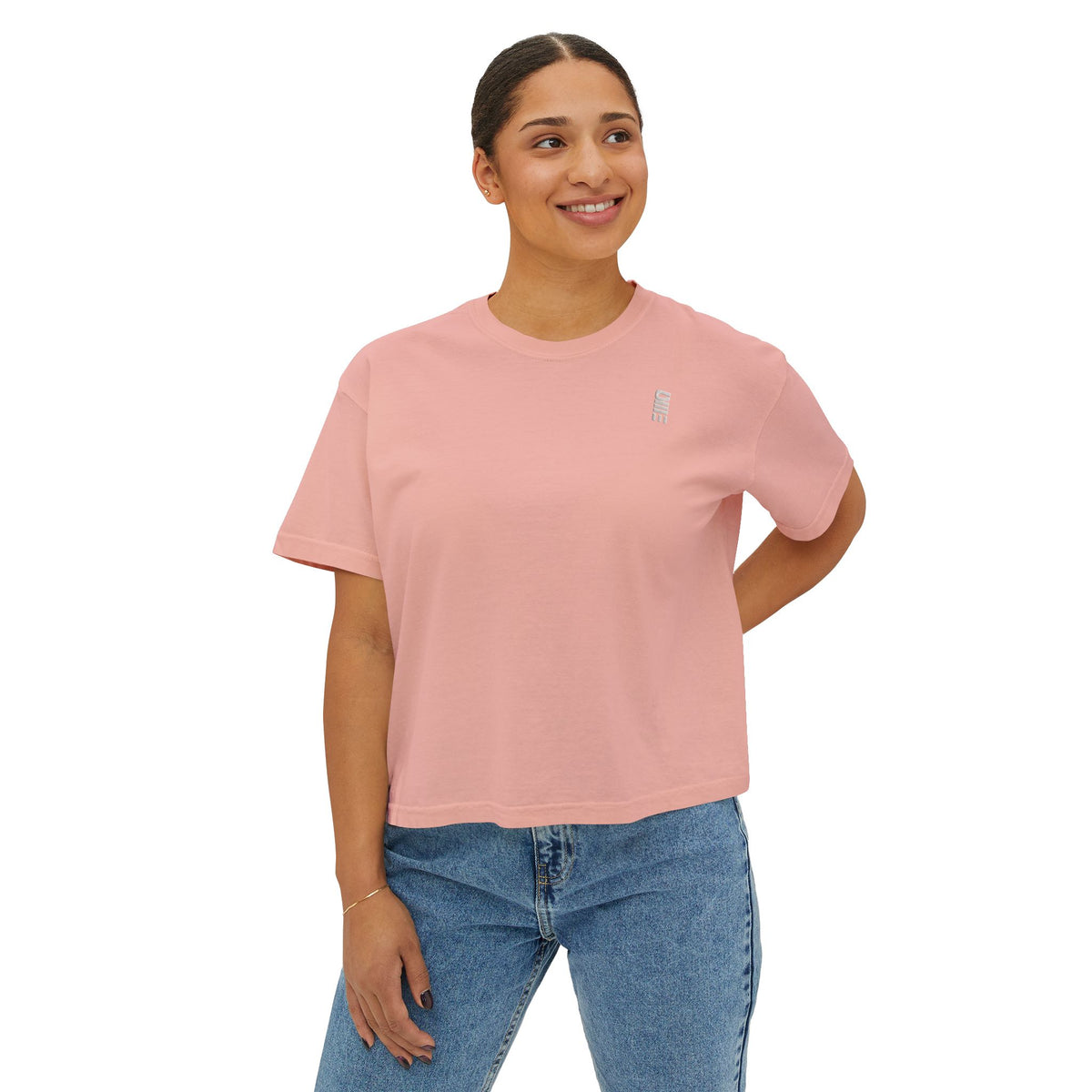 Women’s Cropped Boxy T-Shirt — Multi-Color Minimal Graphic