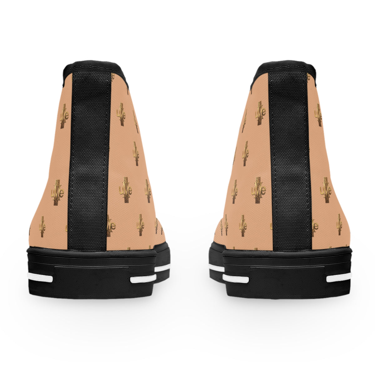 Women’s High-Top Sneakers — Light Peach All-Over Print