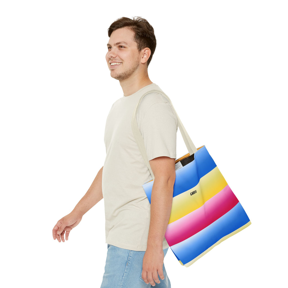 Colorful Pride Stripes Tote Bag – Pastel Blue, Yellow & Pink AOP