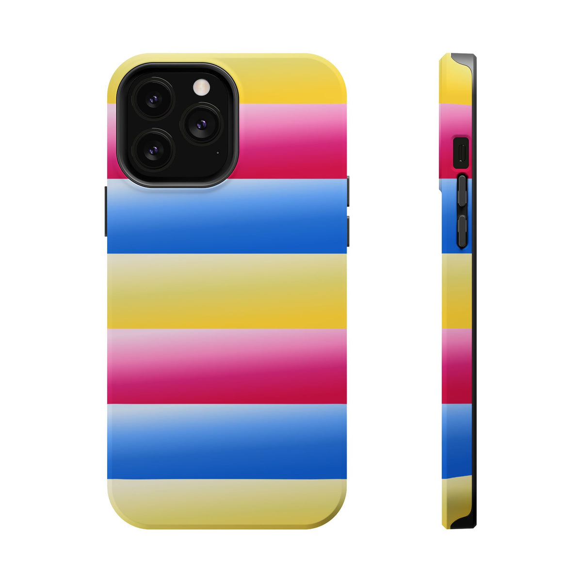 Striped Magnetic Impact-Resistant Phone Case — Colorful Pink Blue Yellow Protection