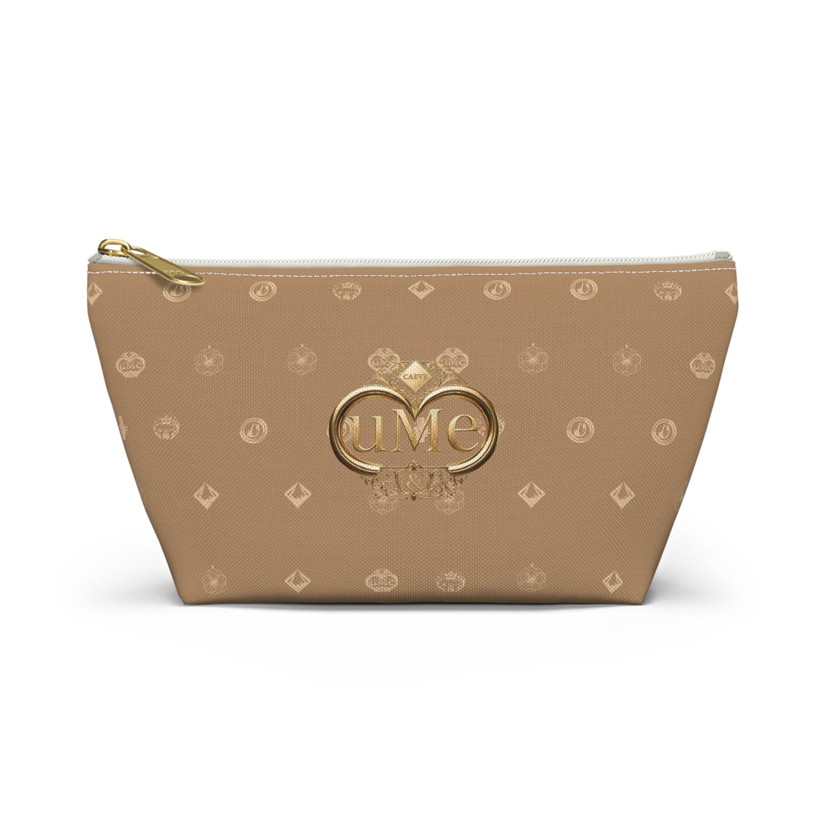 Beige Monogram Accessory Pouch — Luxury T-Bottom Makeup Bag