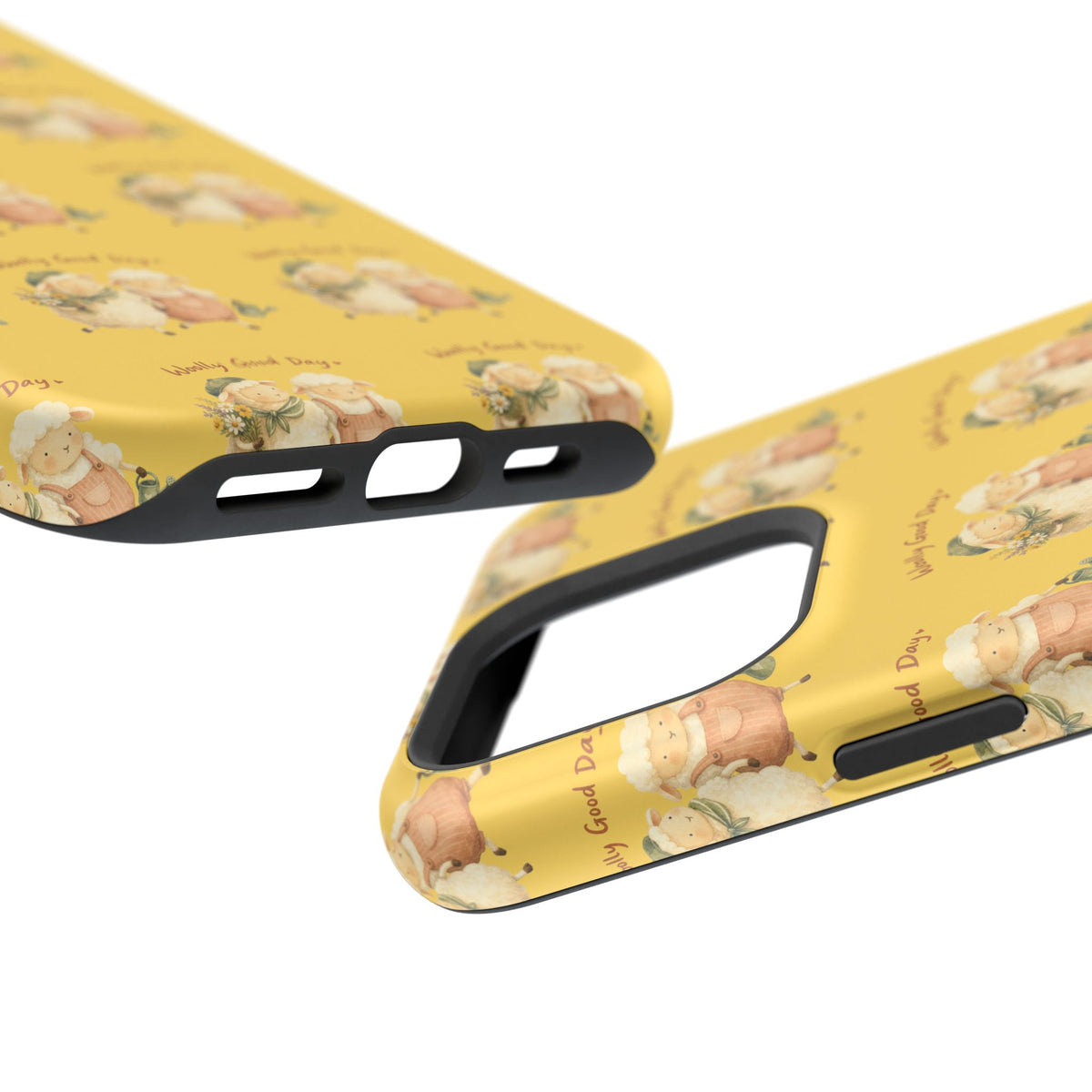 "Woolly Good Day" Phone Case — Yellow Sheep Pattern Magnetic Impact-Resistant Cover