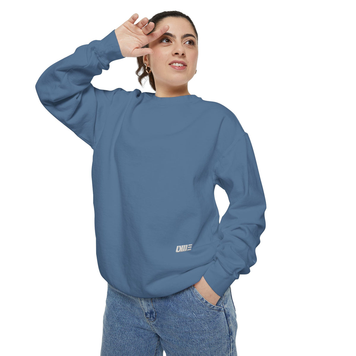 Garment-Dyed Crewneck Sweatshirt — Multi-Color Minimal Graphic