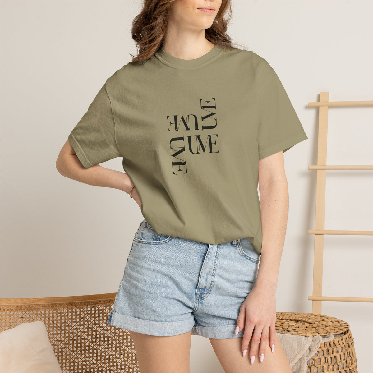 UME Typography Garment-Dyed T-Shirt — White, Ivory & More Colors