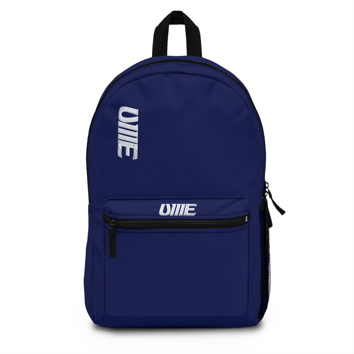 Navy UME Logo Backpack — Minimal Vertical Logo Daypack