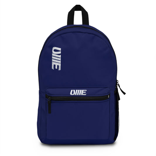 Navy UME Logo Backpack — Minimal Vertical Logo Daypack
