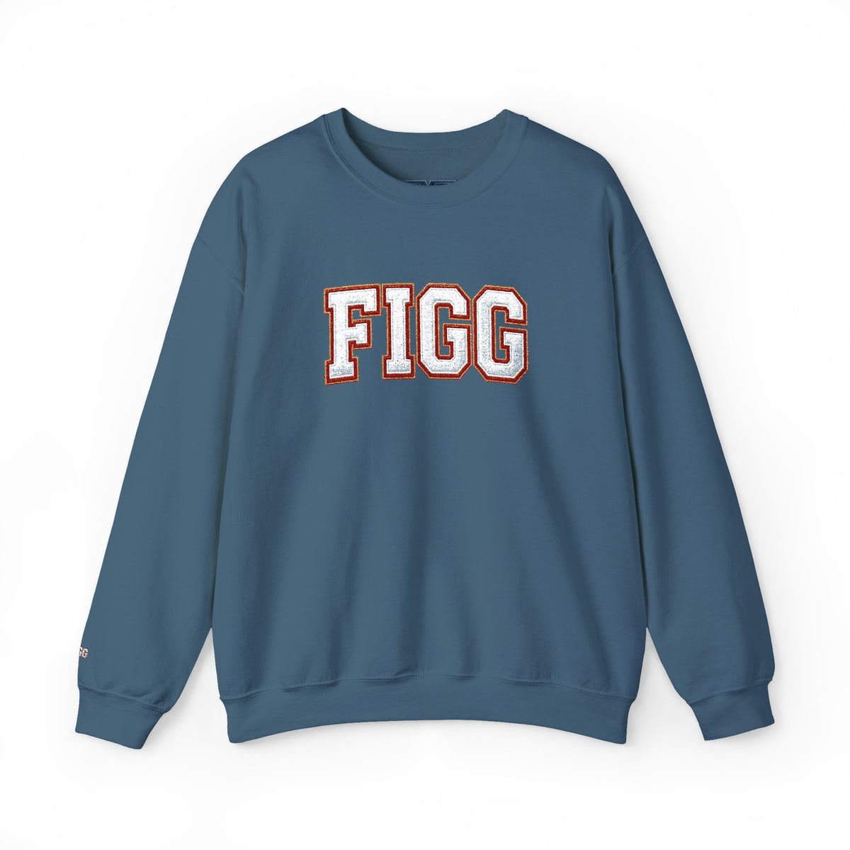 FFiGG Embroidered Collegiate Crewneck — Sport Grey, Black & More Colors