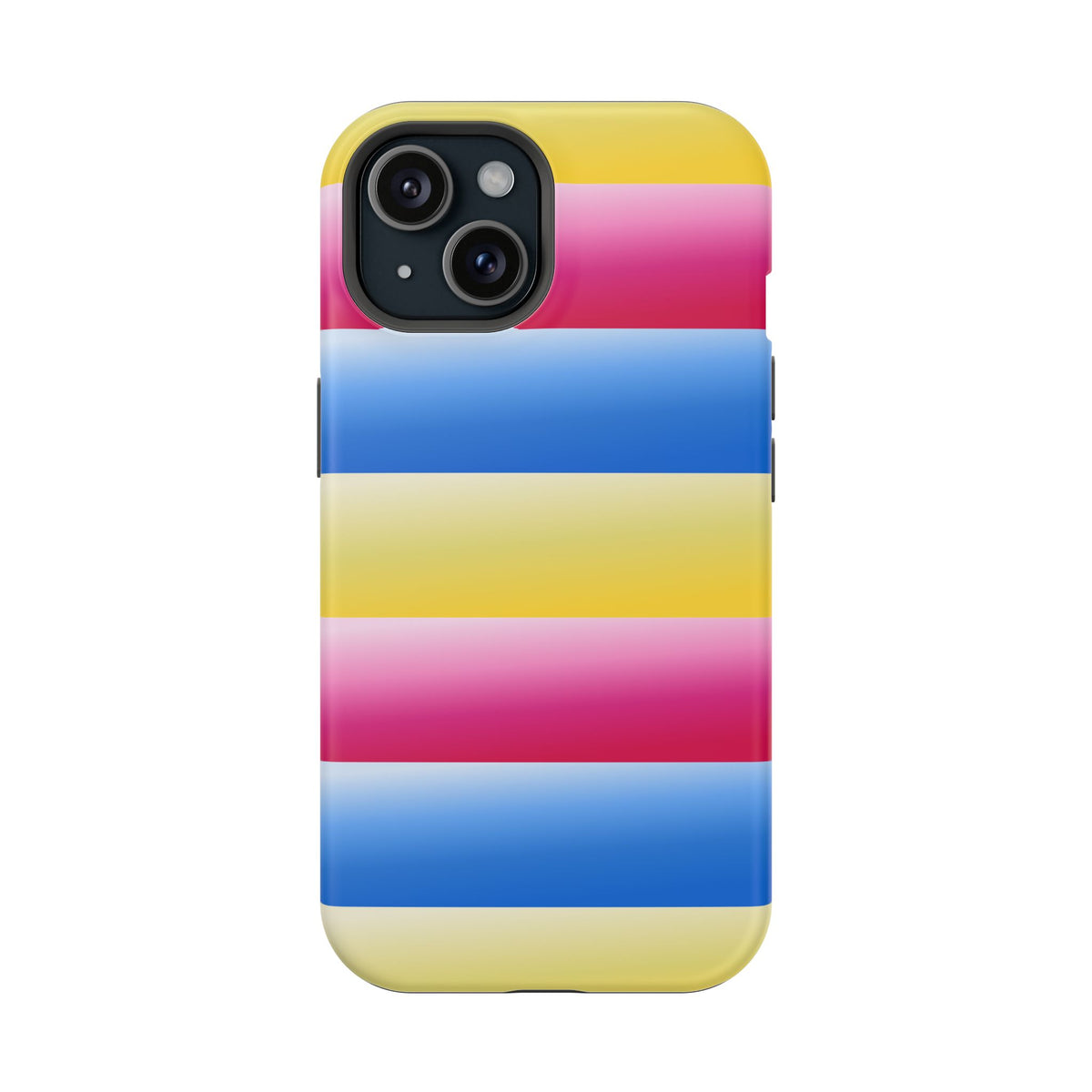 Striped Magnetic Impact-Resistant Phone Case — Colorful Pink Blue Yellow Protection