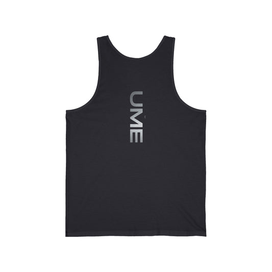 UME Minimalist Vertical Logo Tank Top — White Athletic Jersey for Everyday and Gym